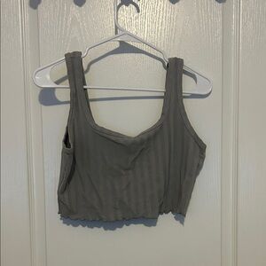 Aerie Gray Ribbed Crop Top